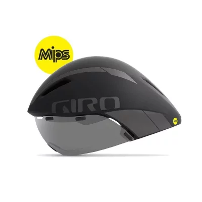 GIRO  Aerohead MIPS Aero/Tri Casque Mixte, Noir/Titane, S 51-55cm