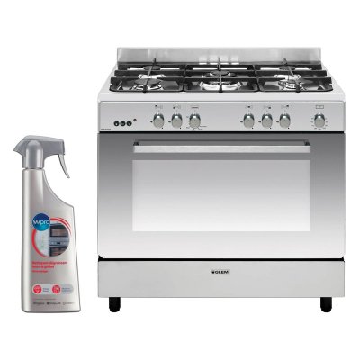 GLEM  Cuisini&egrave;re Piano de cuisson 5 foyers br&ucirc;leurs gaz inox 90x60cm Four Catalyse Gazini&egrave;re 104L