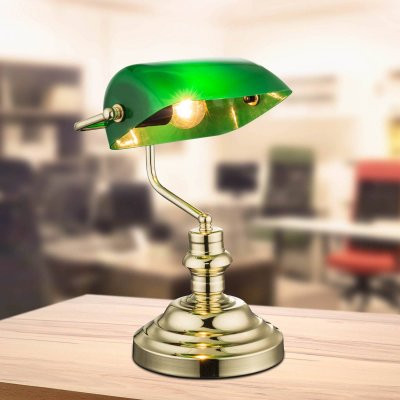 GLOBO  2491 Lampes de Table, Laiton, E27, 60 W, Dor&eacute;/Vert, 1 pi&egrave;ce