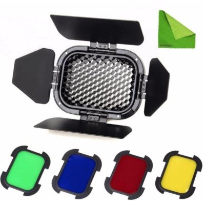 GODOX  Grille Nid d'abeille + 4 Filtres Color&eacute;s pour Flash AD200 BD07