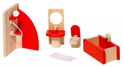 GOKI  Doll Maison en Bois De Bain 5-Piece