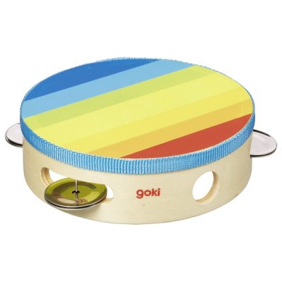 GOKI  Tambourin Arc en ciel avec grelots - H4,5x&Oslash;14,5cm - Bois