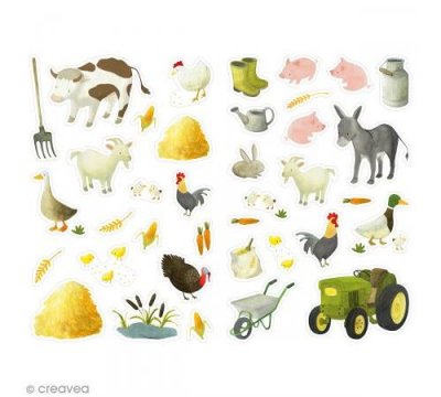MY MANDARINE Gommettes Animaux de la ferme - Pochette de 336