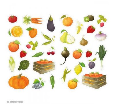 MY MANDARINE Gommettes fruits et l&eacute;gumes - Pochette de 408