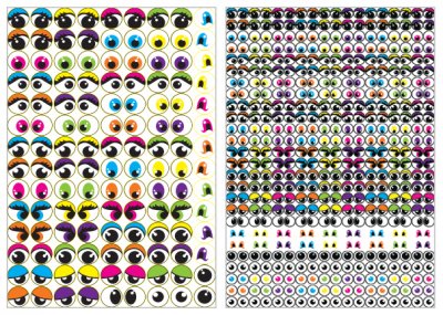 GRAINE CR Gommettes yeux adh&eacute;sives assorties, repositionnables - Pochette de 594
