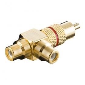 GENERIQUE Goobay 11388 Adaptateur Cinch Y, M&acirc;le vers 2&nbsp;x Femelle, Version Or, Rouge