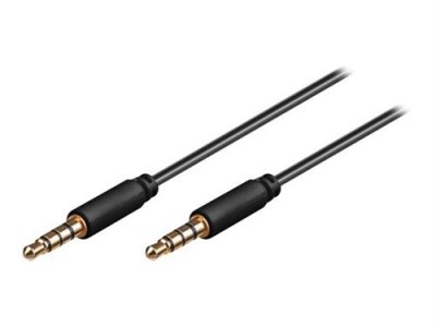 WENTRONIC Goobay 63828 C&acirc;ble de Connexion Audio AUX, 3.5 mm St&eacute;r&eacute;o, 4 P&ocirc;les, Slim, CU, 1.5 m Longueur de C&acirc;ble