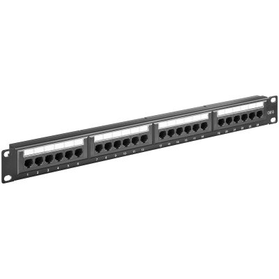 WENTRONIC Goobay 93866 CAT 6 Panneau de Brassage 19 Pouces, 24 Ports, Noir