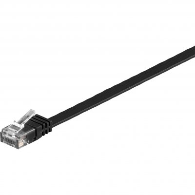 GOOBAY  95380 CAT 6 C&acirc;ble de Liaison Plat, U/UTP, Noir, 1 m Longueur