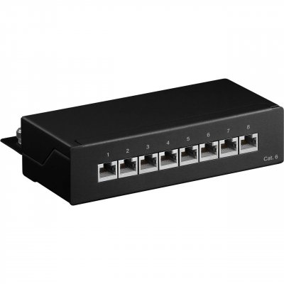 GOOBAY  96105 CAT 6 Panneau de Brassage Mini/Bureau, 8 Ports, Noir