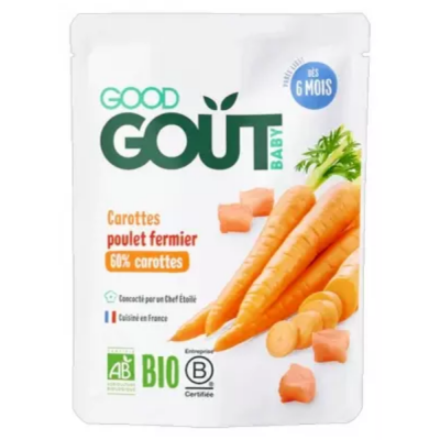 GOOD GOUT Good Go&ucirc;t Plat Carottes Poulet +6m Bio 190g
