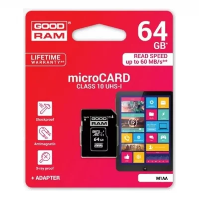 GOODRAM Good ram carte m&eacute;moire micro sdhc 64 go classe 10 uhs-i + adaptateur