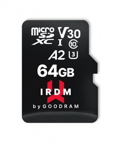 GOODRAM  irdm uhs-i u3 a2 micro sd 64gb c/adap IR-M2AA-0640R12
