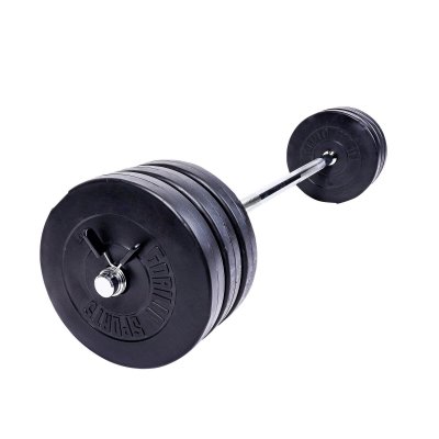 Gorilla Sports - Set avec disques rev&ecirc;tement plastique + barre 120cm 37 kg