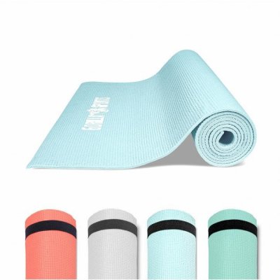 GORILLA SPORTS  &reg; Tapis de yoga, Pilates et fitness PVC Bleu clair avec sangle - 180 x 60 x 0,5 cm