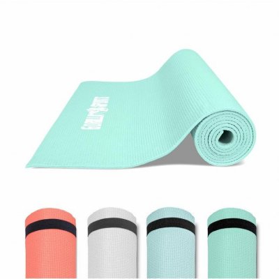 GORILLA SPORTS  &reg; Tapis de yoga, Pilates et fitness PVC Bleu glacier avec sangle - 180 x 60 x 0,5 cm