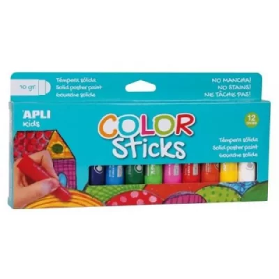 APLI Gouache solide Color Sticks  12 couleurs