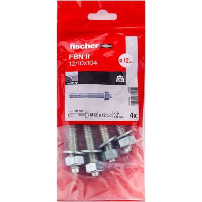 FISCHER Goujon FBN II - &eacute;crou et rondelle mont&eacute;s - 12mmx106mm-10mm
