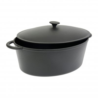 CREALYS GOURMET Cocotte ovale en fonte dacier emaillee - L 37 cm - 9 L - Noir - Tous feux dont induction