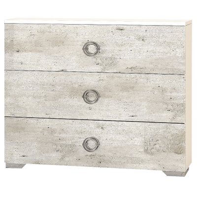 GOYA - Commode 3 Tiroirs avec Poign&eacute;es Chrom&eacute;es - Blanc