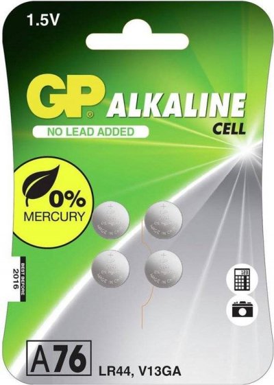 GP BATTERIES GP 05076AC4 Pack de 4 piles boutons alcalines 76A V13GA/L11544 