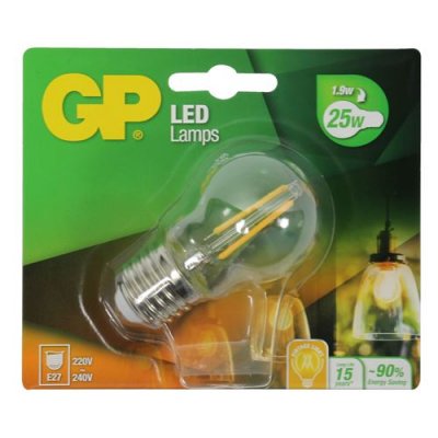 GP BATTERIES  Filament Mini Globe E27 2w Light Bulb Clair 250 Lumen