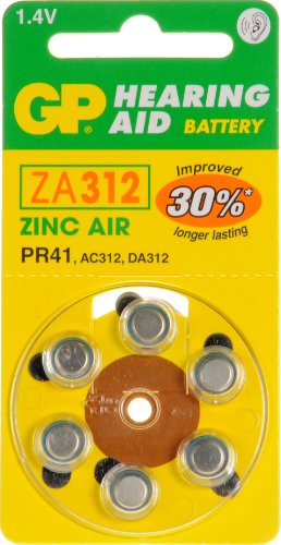 GP BATTERIES  Pile Auditive Zinc Air - GP ZA312-D6 - Blister de 6