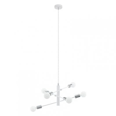 EGLO Gradoli plafonnier suspendu &agrave; 6 lampes &agrave; bras multiples blanc, chrome