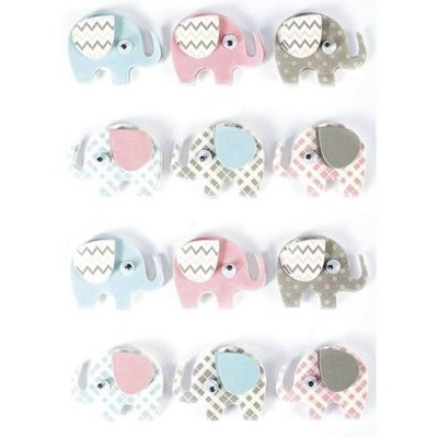 GRAINE CR &eacute;ative 12 Stickers 3D - Elephants 4,3 cm