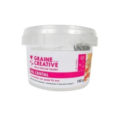 GRAINE CR EATIVE 133400 Gel Cristal Pot/2 m&egrave;ches Cire Transparent 9 x 9 x 7 cm