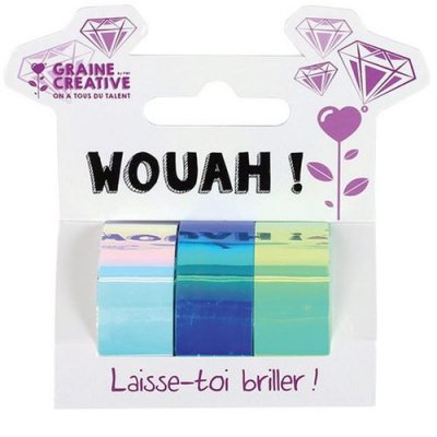 GRAINE CREATIVE ON A TOUS DU TALENT Graine Creative 3 Tapes IRIDESCENT Blanc Bleu Vert 15mmx5m