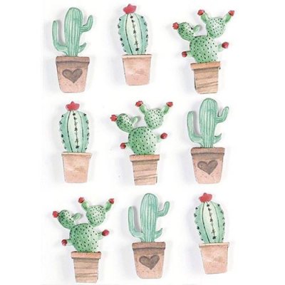 GRAINE CREATIVE ON A TOUS DU TALENT Graine Cr&eacute;ative 9 Stickers 3D - Cactus mexicains 4,5 cm