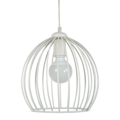 TOSEL Grand ball suspension acier 27x27x90 cm blanc