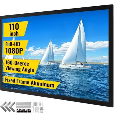 VEVOR Grand Ecran de Projection HD de 16:9 110, pour Usage Ext&eacute;rieur &agrave; Maison Cin&eacute;ma