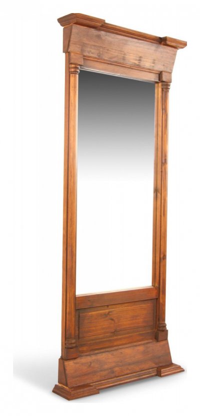 DECORATION D AUTREFOIS Grand miroir ancien rectangulaire vertical bois 59x11x136cm - marron - d&eacute;coration d'autrefois 