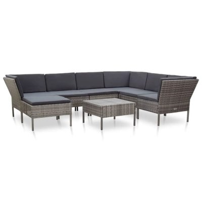 VIDAXL Grand salon de jardin 8 pi&egrave;ces en r&eacute;sine tress&eacute;e 60 x 60 x 35 cm 48954