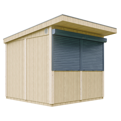 TIMBELA Grand stand march&eacute; avec comptoir 240x248x305cm 5,9m2 bar jardin, kiosque beige
