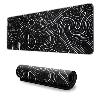 INF Grand tapis de souris &middot; Tapis de bureau avec motif topographique Black M - Neuf