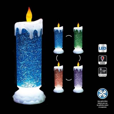 ATMOSPHERA CREATEUR D INTERIEUR Grande Bougie Lumineuse Paillete Change De Couleur Led Chandelle 24 Cm Deco