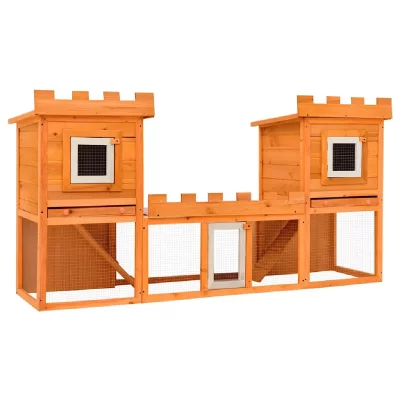 VIDAXL Grande Cage Clapier Ext&eacute;rieur Pour Lapins En Bois Double Clapiers