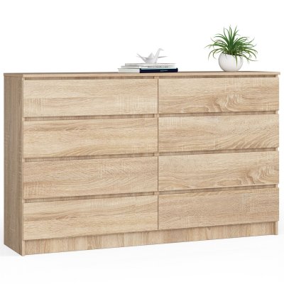Grande Commode pour le salon K160 Ch&ecirc;ne Sonoma 160 cm 8 tiroirs fa&ccedil;ade Ch&ecirc;ne Sonoma 160x40x99 cm