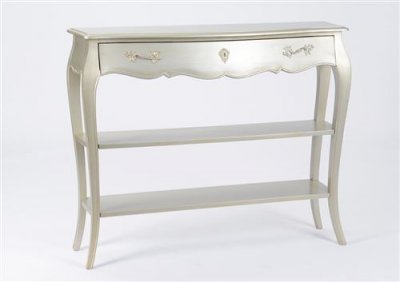 Grande console argent&eacute;e 1 tiroir et 2 niveaux murano 110x30