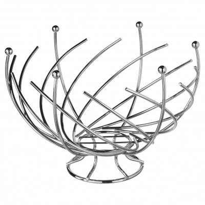 FIVE SIMPLY SMART Grande Corbeille &agrave; fruits Spirale M&eacute;tal Chrom&eacute; - Diam&egrave;tre 30 cm