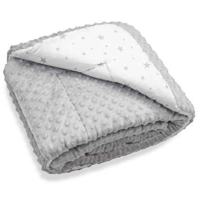 SEVIRA KIDS Grande couverture enfant- plaid en minky- Stella - gris- 150