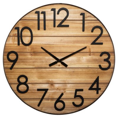Grande Pendule murale silencieuse en Bois et M&eacute;tal 3D D 70 cm