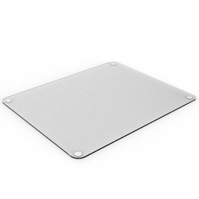 PEBBLY Grande planche &agrave; d&eacute;couper en verre transparent Blanc 