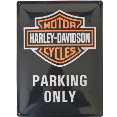 LA PLAQUE PUBLICITAIRE Grande plaque m&eacute;tal Harley Davidson Parking