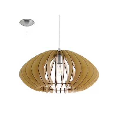 EGLO Grande Suspension Boule en Bois et Acier, Marron