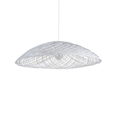 FORESTIER Grande suspension rotin blanche Satelise - 