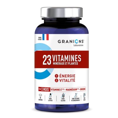 GRANIONS  23 Vitamines Min&eacute;raux et Plantes &Eacute;nergie Vitalit&eacute; 90comp